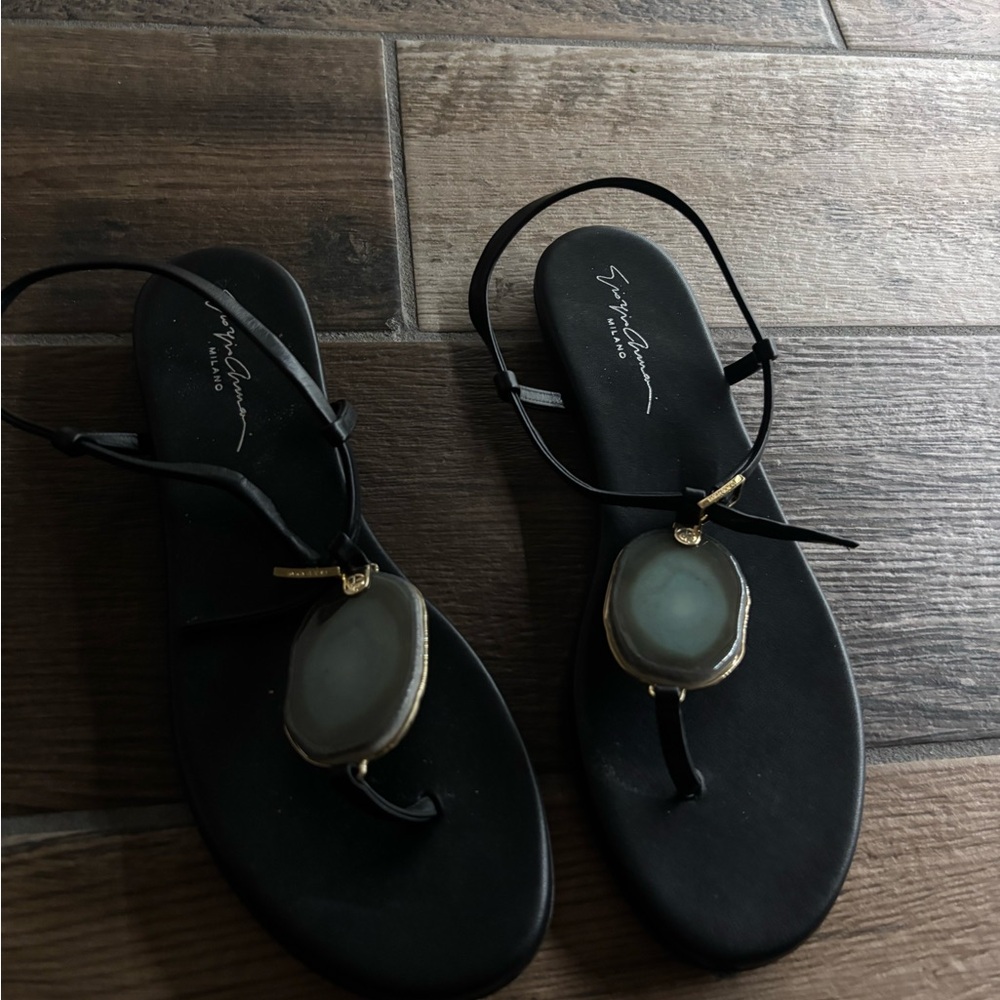 Giorgio Armani Black Sandal with stone detail